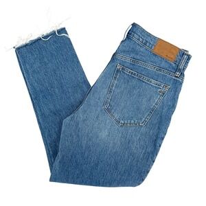 Madewell The Perfect Vintage Straight Jeans Medium Wash Raw Hem Size 29